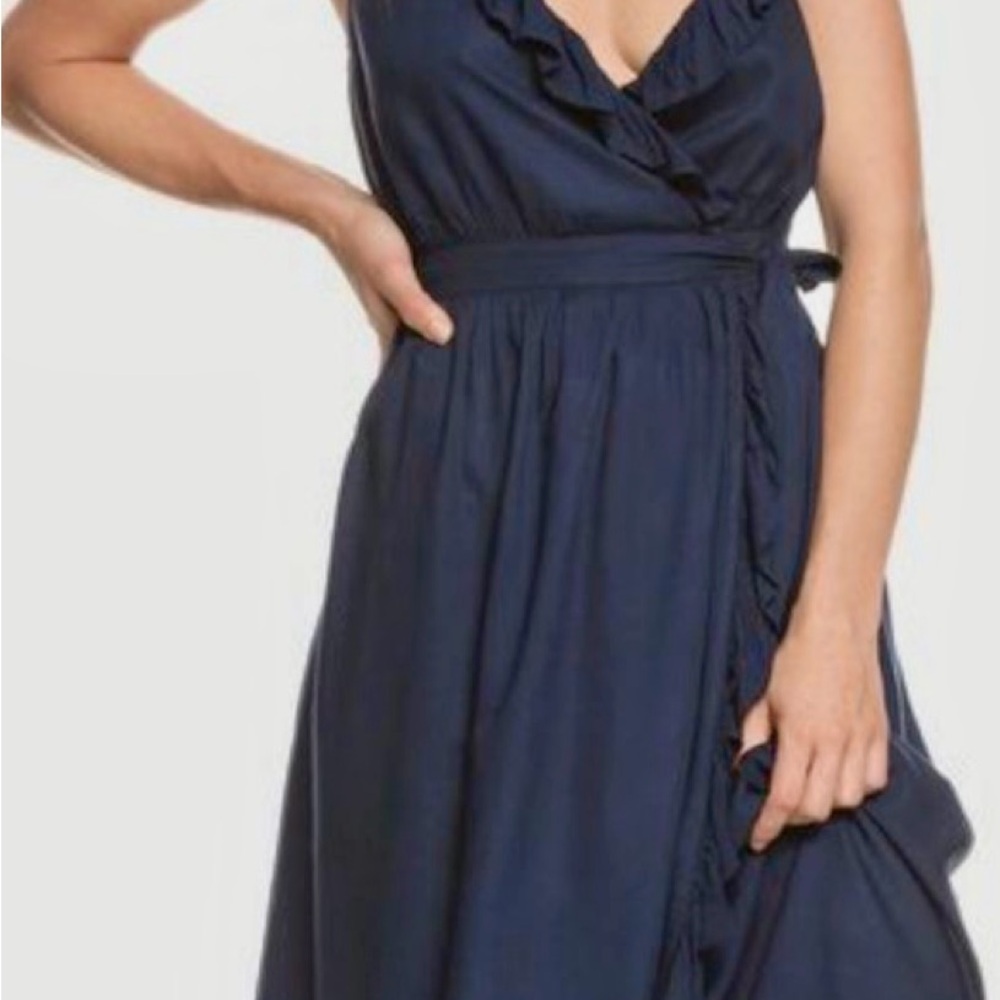 ROXY NAVY Rooftop Sunrise wrap Dress NWT Sz.M - Picture 3 of 7